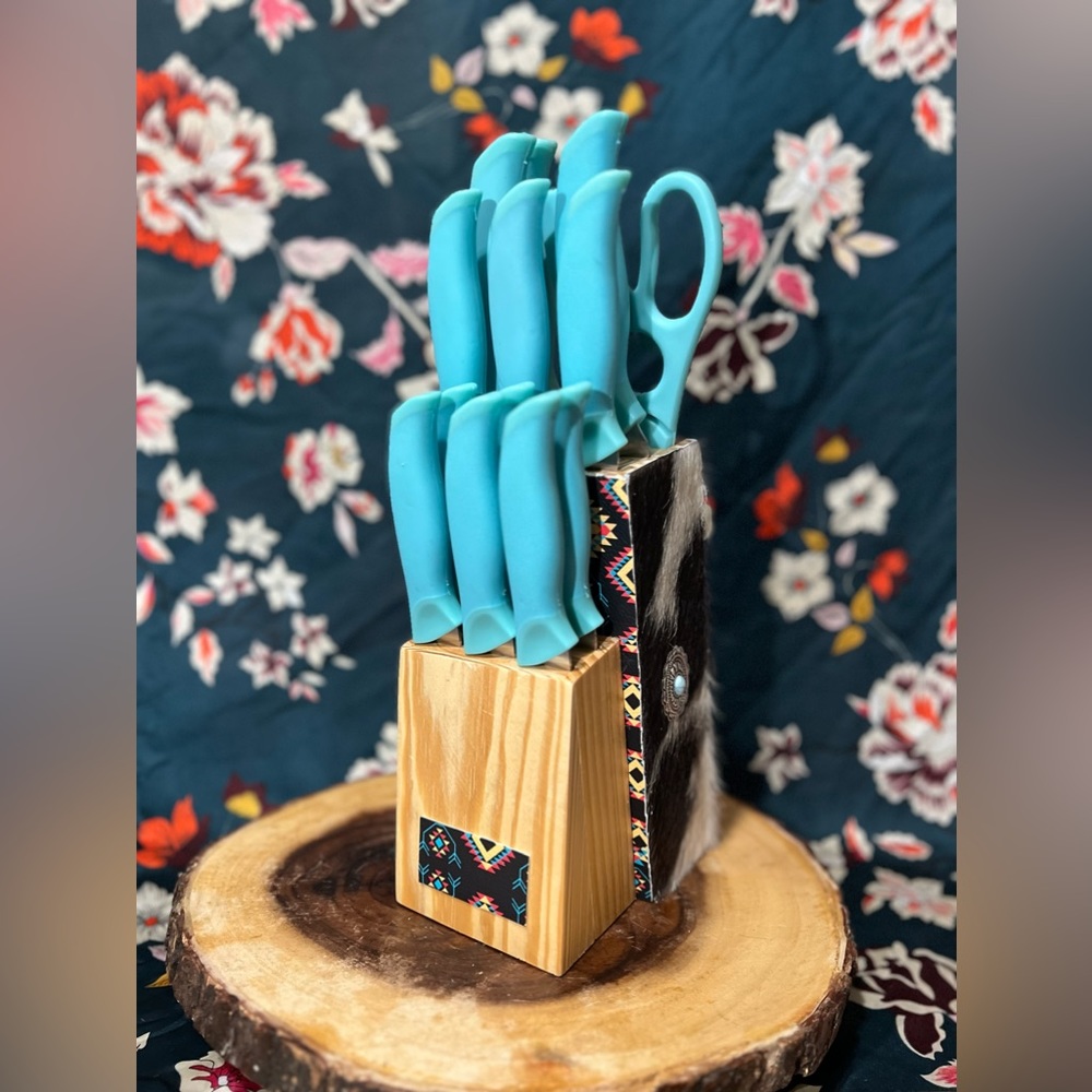 Custom cowhide knife set!
